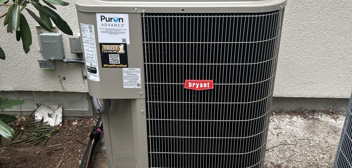 New Bryant air conditioner installed by Trust 1 at a home in Quincy, MA