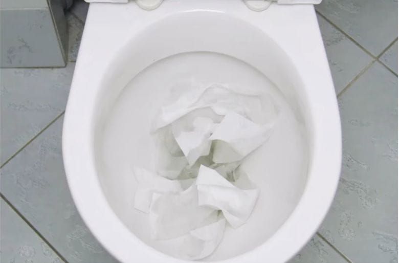 Clogged-Toilet by used tissue
