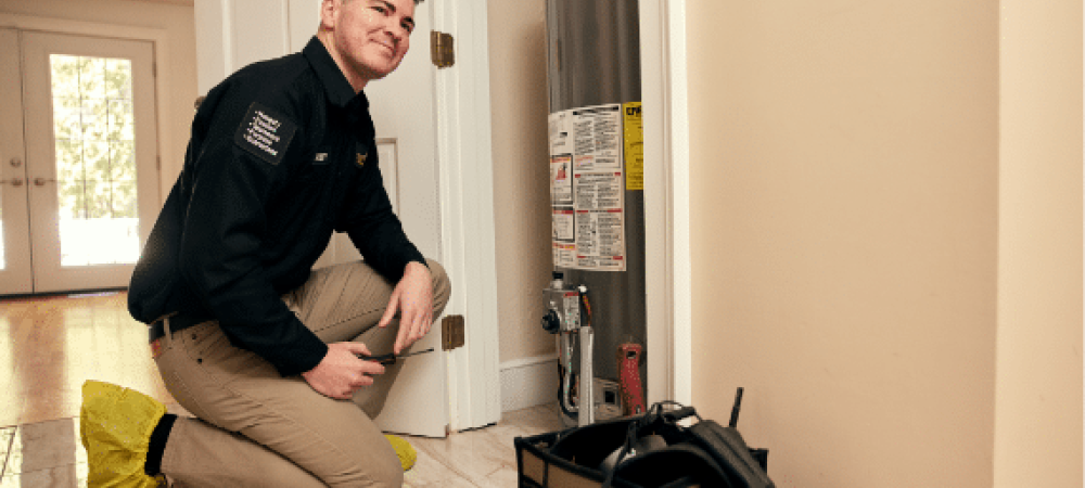 Heating expert doing work