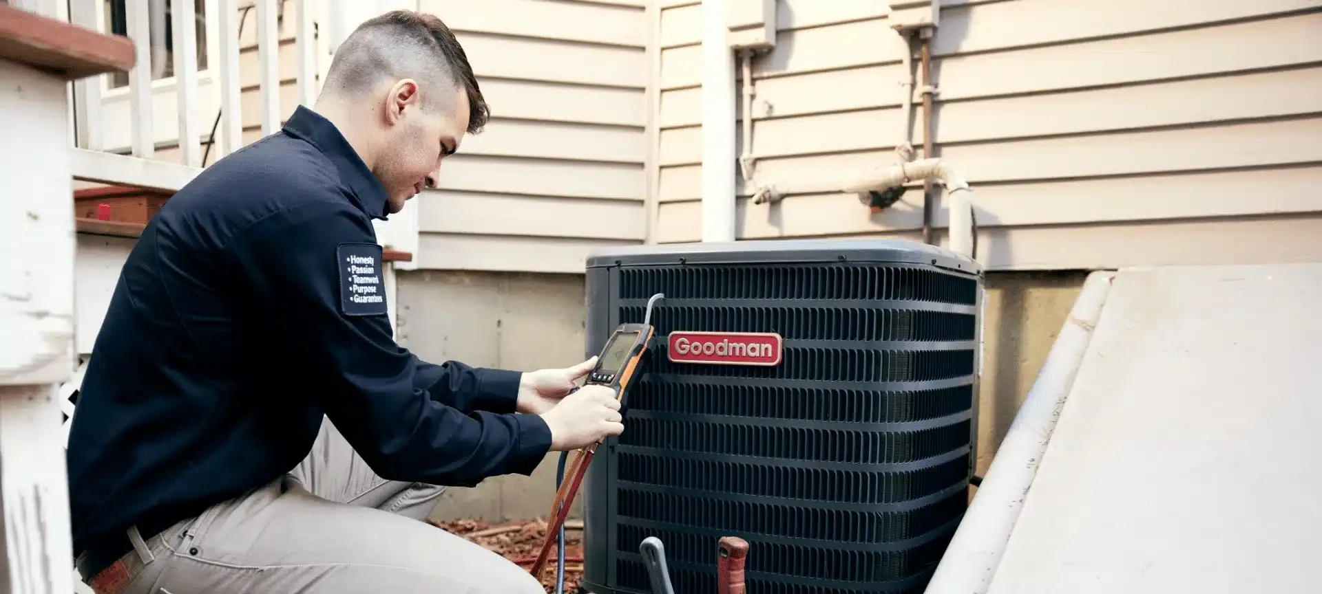 Technician doing AC service